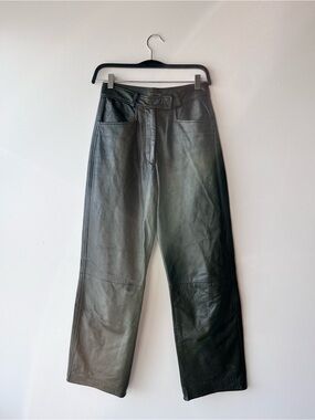 BEDOYA & SLY Dark Green Leather Pants